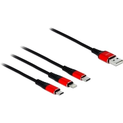 Image de DeLOCK Câble USB de Chargement 3 en 1 pour Lightning/Micro USB/USB Type C 30 cm