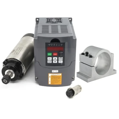 Image de RATTMMOTOR Kit de moteur à broche CNC, 1,5 kW 220 V, refroidi par air, ER16 et V support 80 mm, pour fraiseuse CNC