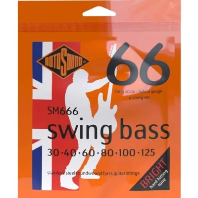 Image de Rotosound Swing Bass Jeu de 6 cordes pour basse Acier inoxydable Filet rond Tirant hybrid (30 40 60 80 100 125) (Import Royaume Uni)