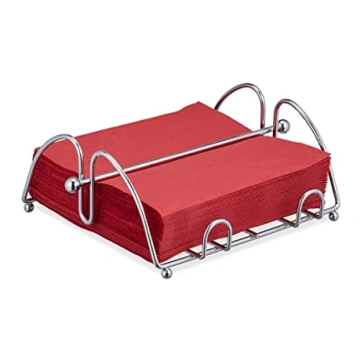 Image de Relaxdays Porte serviettes, Serviettes de 33x33cm, aspect acier inoxydable, Support métal, argenté