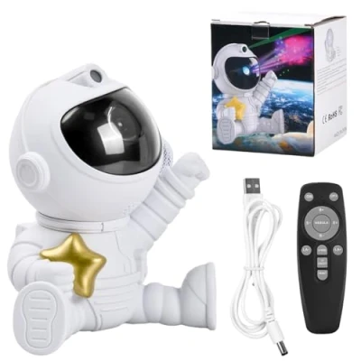 Image de Jinlaili Astronaute Projecteur Galaxy, Starry Sky Veilleuse avec Nébuleuse, Télécommande, de Galaxie D&#039;astronaute, Rotation à 360 Astronaut D&#039;étoiles pour Enfants et Adultes