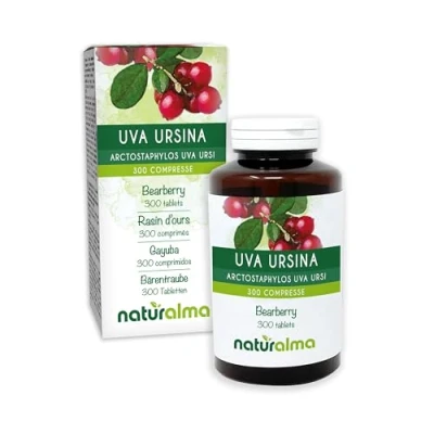 Image de Raisin d&#039;ours ou Busserole (Arctostaphylos uva ursi) feuilles Naturalma 150 g 300 comprimés Complément alimentaire Naturel et Végétalien