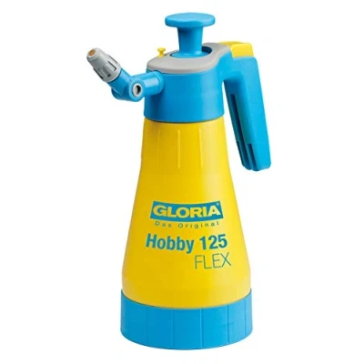 Image de GLORIA Hobby 125 Flex, pulvérisateur à Pression de 1,25 L pulvérisation 360 Jardin AV. Tuyau lesté Flexible pour Le Soin et la Protection Plantes Jaune/Bleu