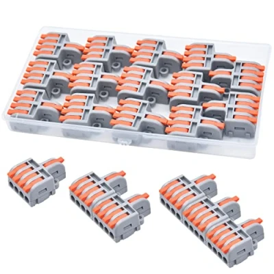 Image de XALXMAW 14 Pièces Connecteurs électriques Avec Levier, 1 Entrée 4 Sortie, Terminal de Connexion Automatique Compact Librement Combiné