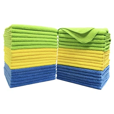 Image de Polyte 36 Chiffons de Nettoyage en Microfibres Bleu/Vert/Jaune 41 x cm