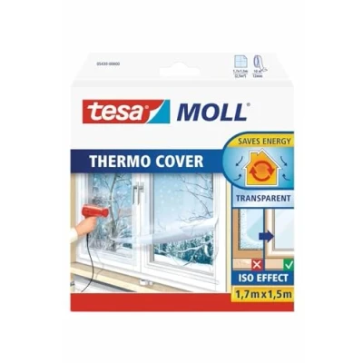 Image de tesa Calfeutrer Film de Survitrage Isolant Transparent pour Fenêtres Ruban Adhésif Double Face d&#039;Installation inclus 1,7 m x 1,5