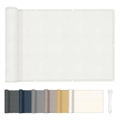 Image de HENG FENG Brise Vue Balcon 75x600cm PES, Pare Exterieur Cache Occultant pour Terrasse, Résistant à l&#039;eau et aux UV, Beige