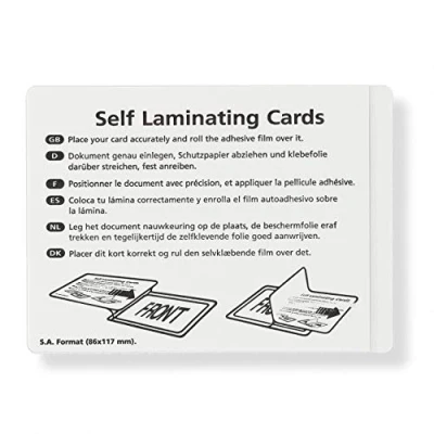 Image de Sachets de plastification à froid autocollants, films pour sceller et protéger des photos, menus etc. sans plastifieuse, jeu 50, chacun 86 mm x 117 A7, transparent
