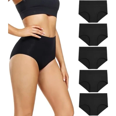 Image de wirarpa Culotte Femme Coton Taille Haute Slips Lot de 5 Multicolore 4XL