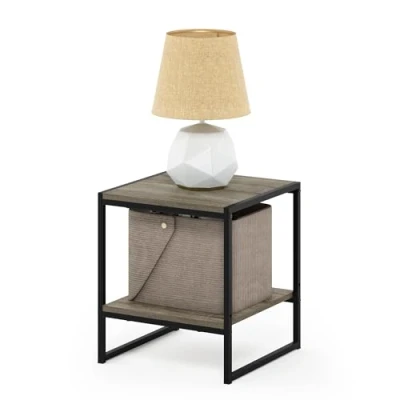 Image de Furinno Camnus Table d&#039;Appoint à 2 Niveaux Modern Living, Chêne Français Gris, One Size