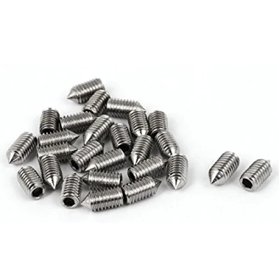 Image de sourcing map Vis Pointeau Conique pour Poignée de Porte Sans Tête Hexagonale M5 x 10mm Argenté 25pcs
