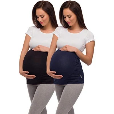 Image de Be Mammy Femme Ceinture de grossesse 04 2er Pack (Noir + Bleu Marine, S)