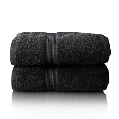 Image de Glart Lot de Serviettes Éponge Qualité Supérieure,Coloris : Noir, 2 Draps Bain 70 X 200 cm