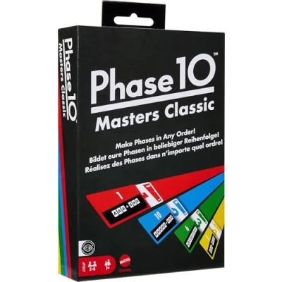 Image de Mattel Games Phase 10 Masters Classic Jeu de Cartes Familial Comprenant 60 Indiquant Les Phases à réaliser et Qui Peuvent être jouées dans n’Importe Quel Ordre, pour 2 6 Joueurs, JFD07