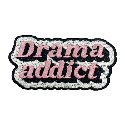 Image de Finally Home Patch Thermocollant Drama Addict Patchs rétro roses Girly Patches, Drôle Fille Rose Proverbes Écusson