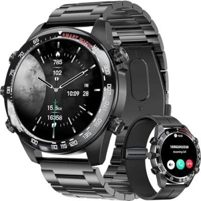 Image de OUFUYU Montre Connectée Homme avec Appel Bluetooth 1,43&#039;&#039; AMOLED Militare 100+ Sportifs 24/7 Moniteur de Fréquence Cardiaque Sommeil 400mAh Batterie IP68 Étanche pour Android iOS