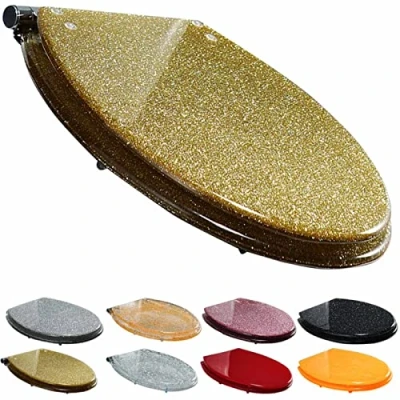 Image de Abattant WC Avec Frein De Chute Cuvette Toilette Universelle Clipsable Lunette Fermeture En Douceur Forme O ( Color : Gold Glitter )