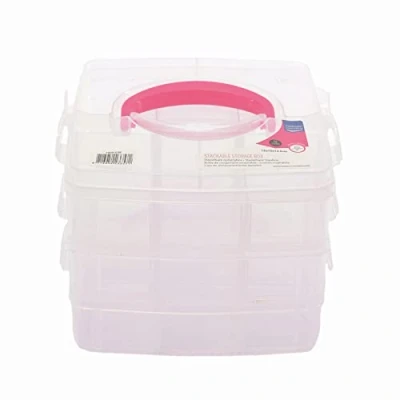 Image de Vaessen creative Boîte Empilable, 18 Compartiments, pour Ranger Le Petit Matériel de Loisir Créatif, Les Bijoux et Plus Encore, Transparent, Taille unique