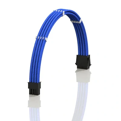 Image de LINKUP AVA 30cm 8 Broches (4+4) CPU ATX Carte Mère Alimentation PSU Câble d&#039;Extension Tressé Manchon Personnalisé Mod PC avec Peignes Pack Unique 300mm Bleu