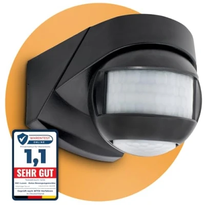 Image de SSC LUXon KELEA Détecteur de mouvement avec Capteur crépusculaire extérieur IP54 pour mur, plafond et coins PIR noir rotatif réglable