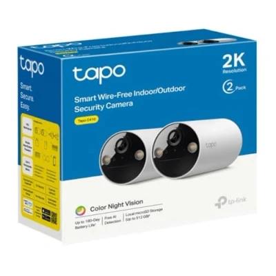 Image de TP Link Lot de 2 caméras sécurité Tapo C410 2K 3 MP avec vision nocturne en couleur rechargeable, panneau solaire, IP65, stockage local/cloud, angle 110, alarme sonore et éclairée, batterie