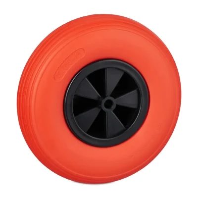 Image de Relaxdays Roue de brouette 3.50 6, Caoutchouc, Jante en Plastique, pour Chariot, Robuste, Jusqu’à 100 kg, Noir Rouge