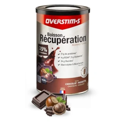 Image de Overstim.s boisson de récupération élite (420g) recharge énergétique glucides, protéines, bcaa, électrolytes chocolat noisette