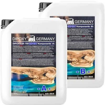 Image de 2,90 kg DIPOXY 2K 700EXPERT Résine époxy jusqu&#039;à 15 cm de laminage EP qualité professionnelle transparente et à faible odeur coulée UV pour bois, table, sol, aquarium