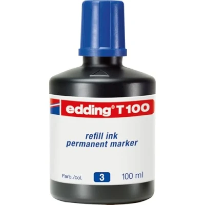Image de edding T 100 Recharge d&#039;encre marqueurs permanents bleu ml système de compte gouttes, pour recharger rapidement presque tous les