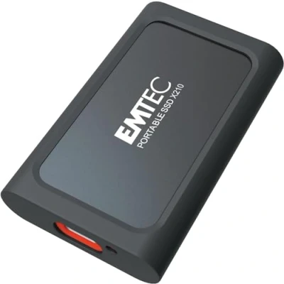 Image de EMTEC Disque SSD Externe X210 Elite 2To Dur Rétrocompatible USB 3.2 Gen1 et 2.0 Technologie 3D NAND Flash Câble C Gen2 vers A Coque de Protection Silicone Inclus