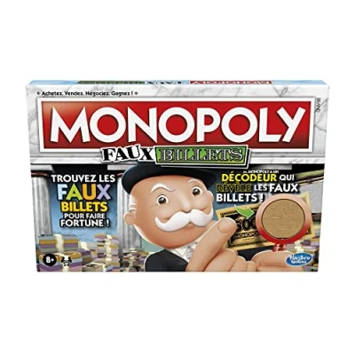 Image de Monopoly Faux Billets, Jeu de Plateau pour la Famille et Les Enfants, à partir 8 Ans, inclut décodeur M. Multicolore