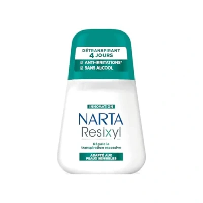 Image de NARTA Resixyl Déodorant Bille Femme Détranspirant 4 Jours Régule La Transpiration Excessive Anti Irritations* Complexe Minéral [Resyx]TM 0% Alcool** Adapté Aux Peaux Sensibles 50 ml
