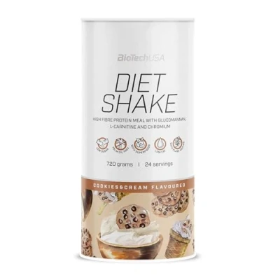 Image de BioTechUSA Diet Shake hyperprotéiné, pauvre en graisse avec super aliments, chrome, glucomannane, L carnitine sans sucre ajouté, huile de palme, 720 g, Cookies &amp; Cream