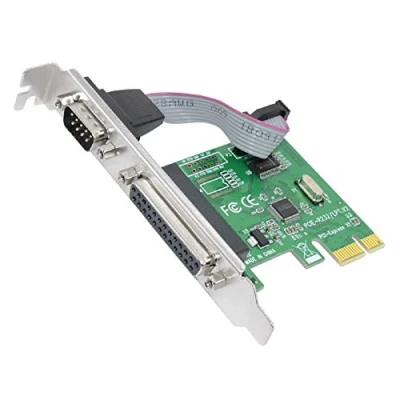 Image de Jeirdus Carte combo PCIe parallèle série, Port série RS 232 COM &amp; DB25 Imprimante LPT vers PCI Express Convertisseur WCH382 Puce avec support bas