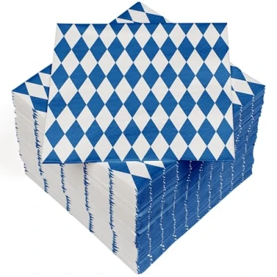 Image de HEKU Lot de 100 serviettes en papier triple épaisseur, 33 x cm, bleu bavarois I Absorbantes et pratiques Idéal pour les occasions spéciales