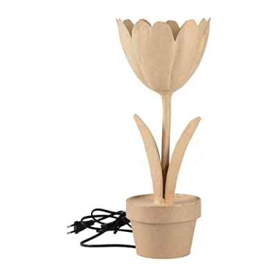 Image de Décopatch HD077C Une Lampe à personnaliser Support tulipe en papier mâché décorer Branchement électrique inclus Dimensions : 14x14x35cm