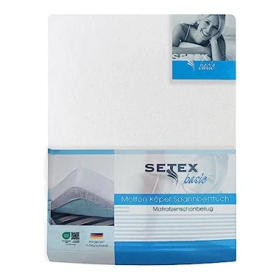 Image de SETEX Sergé Protège matelas molletonné, drap housse, 100 x 200 cm, 100% Coton, Basic, Blanc, 1308 100200 404 002