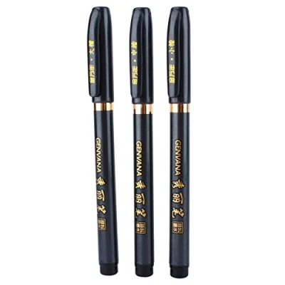 Image de Stylo de Calligraphie Walfront Lot 3 Feutres Noirs Pointe Souple Pour Chinois Japonaise à Encre d&#039;Ecriture Brosse Art Script Peinture Outil