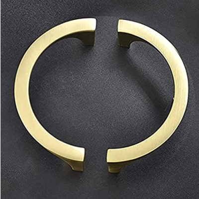 Image de Lot de 4 poignées en cuivre doré massif et élégant, rondes dorées, centre des trous 7,6 cm pour tiroir cuisine, commode, finition laiton brossé