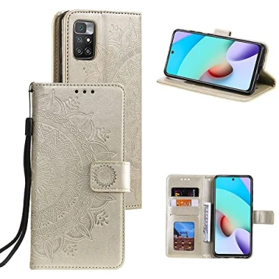 Image de CoverKingz Housse téléphone Portable pour Xiaomi Redmi 10 / Prime étui avec Compartiment Carte Cover Protection à Rabat Motif Mandala Doré