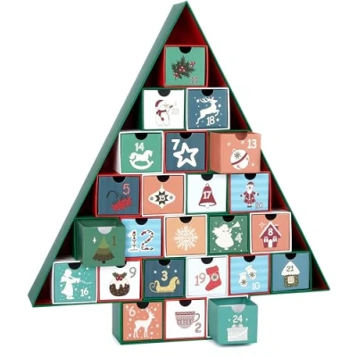 Image de BRUBAKER Calendrier de l&#039;Avent à Remplir Sapin 2024 Noël DIY avec 24 Portes pour Bons d&#039;Achat, Friandises et autres Surprises 51 cm en Carton Vert Multicolore