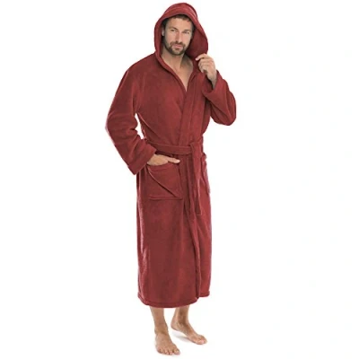 Image de CelinaTex Florida Peignoir de Bain Capuche Couleur Unie Longue Poches Appliquées Femme Homme Unisexe Microfibre Laine Polaire corail L piment rouge