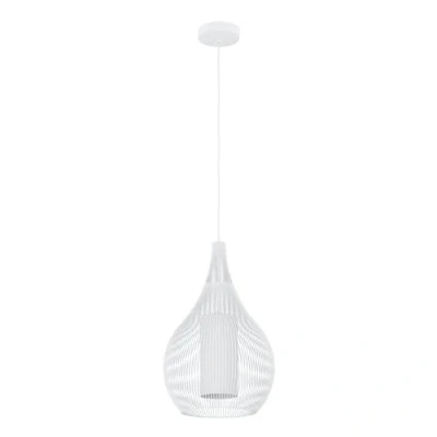 Image de Lampe suspendue Razoni 1 Stahl Weiss E27 1x40w H: 110cm Ø42.5 cm Dimmable