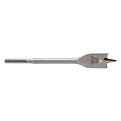Image de wolfcraft 7638000 1 Mêche Plate Ws, Ø 20 Mm, Longueur 152 Queue 6 Pans , Pointe de Centrage Affûtée argent