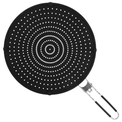 Image de Royouzi Couvercle Anti Eclaboussure en Silicone, 32 cm Projection pour Poêles, Pare éClaboussures avec Poignée Pliable, Universelle Protection La Friture, Noir