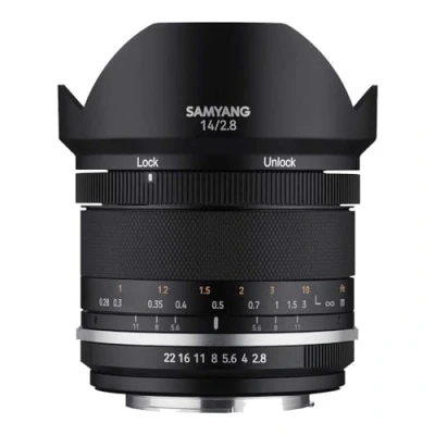 Image de Samyang MF 14 mm F2,8 MK2 pour Nikon F AE Objectif Grand Angle Manuel Plein Format et Distance focale Fixe APS C Mount, 2ème génération D7200, D750, D810, D500, D7500, D850, D780, D6