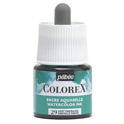 Image de Pébéo Encre Colorex 45 ML Vert Emeraude Aquarelle verte Rendu Velouté Dessin Multi outil Tous Supports