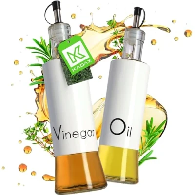 Image de KADAX distributeur d&#039;assaisonnements liquides, bouteille en verre avec éléments acier, pour huile, vinaigrette, récipient à d&#039;huile d&#039;olive
