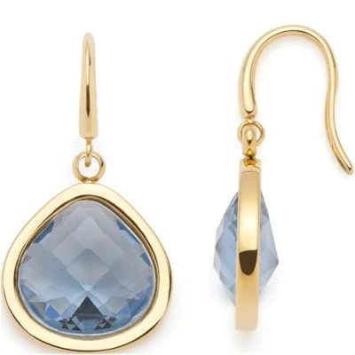 Image de JEWELS BY LEONARDO 024426 Juvinga Paire de boucles d&#039;oreilles en Acier inoxydable doré, pierre verre bleue forme triangle arrondi, bijou pour femme, cadeau, Eine Größe, inoxydable, Pas