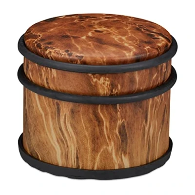 Image de Relaxdays Butoir de Porte, Lourdes Portes &amp; fenêtres, en Acier INOX Caoutchouc, Aspect boisé, ∅ 9,5 cm, Brun foncé